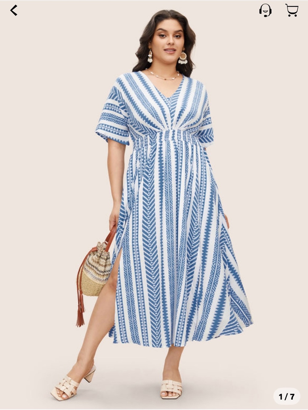 BloomChic Blue and White Striped V-Neck Maxi Dress